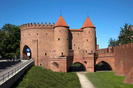 Warsaw, Poland - June 20, 2018: Historic Warsaw Barbican in the Warsaw Old Town.のeditorial素材