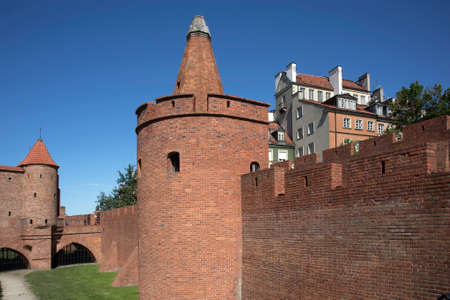 Warsaw, Poland - June 20, 2018: Historic Warsaw Barbican in the Warsaw Old Town.のeditorial素材