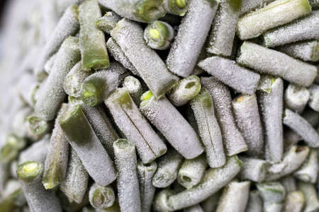 frozen green beans close-upの写真素材