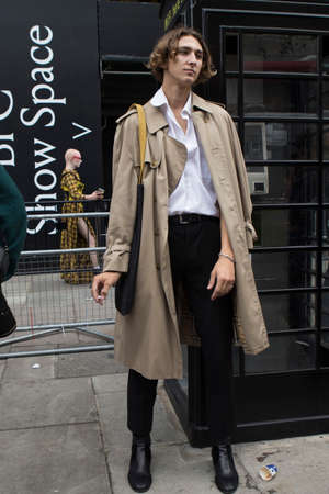 LONDON, United Kingdom- SEPTEMBER 14 2018: Man on the street during the London Fashion Week