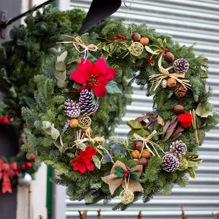 The Wreath decoration at door for Christmas holidayのeditorial素材