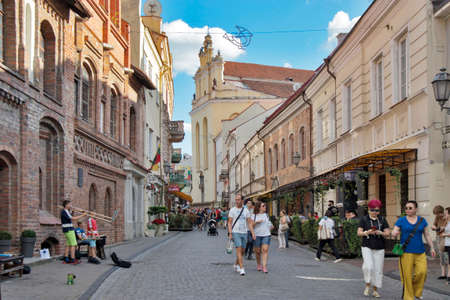 Vilnius, Lithuania - April 16, 2019 , People on the Pilies gatve street, old town