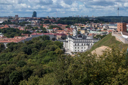 Vilnius, Lithuania - April 16, 2019 . Aerial view of the city from the Hill of Three Crossesのeditorial素材