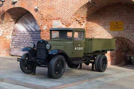 Nizhny Novgorod, Russia, - May 12, 2019: Military tanks shown in Kremlin in Nizhny Novgorod, Russia. Popular touristic landmark. truck GAZ - AAのeditorial素材