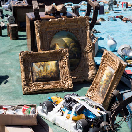 Barcelona, Spain - September 27, 2019: Mercat Port Barcelona. Flea market Fira Brocanters -Port...
