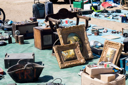 Barcelona, Spain - September 27, 2019: Mercat Port Barcelona. Flea market Fira Brocanters -Port...