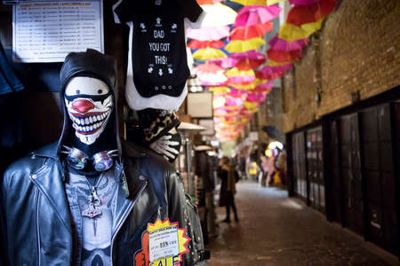 London, UK, - 15 March, 2020 Gothic face masks at Camden Town Market