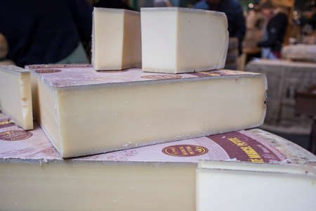London, UK - 12 March 2020 Marcel Petite Comte Loire Valley, France. The great French alpine cheese, and the best selling AOC cheese in France, Comte is a marvel.のeditorial素材