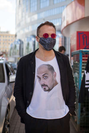 Moscow, Russia - 26.06.2020, People gathered outside court behind police barriers Friday morning. The film director, Kirill Serebrennikov, was convicted of embezzling government grantのeditorial素材