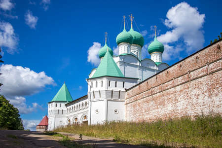 Borisoglebsky, Yaroslavl region, Russia, - 26 July 2020, Orthodox monastery of Boris and Gleb (Borisoglebskiy). The Eastern Wall.のeditorial素材