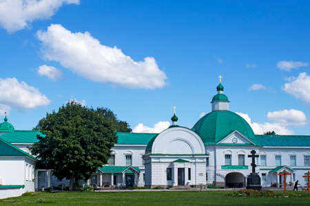 Russia, Leningrad region on August 12, 2020. The Holy Trinity Alexander Svirsky male monastery in the village of Old Sloboda.のeditorial素材