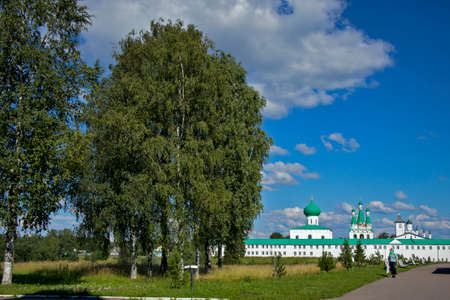 Russia, Leningrad region on August 12, 2020. The Holy Trinity Alexander Svirsky male monastery in the village of Old Sloboda.のeditorial素材