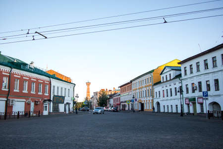 Rybinsk, Russia - August, 10, 2020: View of the street in centre of Rybinsk town,