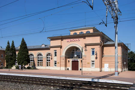 Shchekino, Tula region, Russia - June 21, 2021, Monument to Leo Tolstoy at the Shchekino railway...