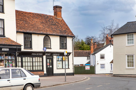 Dunmow, Thaxted, Essex, UK - September 2019, Great Dunmow is an ancient market town in north-west Essex with an estimated population. Medieval Guildhall front viewのeditorial素材