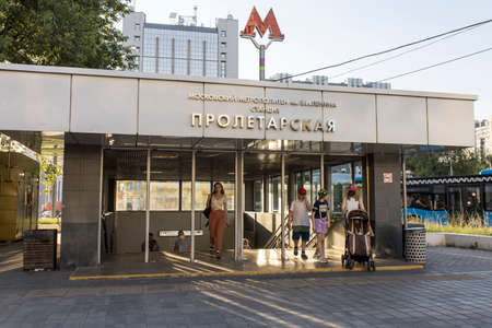 Moscow, Russia - 07 August, 2021, People come out of the Proletarskaya metro stationのeditorial素材