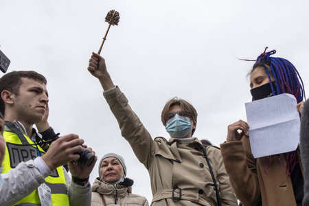 Moscow, Russia - 25 September 2021, Hundreds of Russians protest over last week's parliamentary...