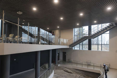 Belomorsk, Karelia, Russia - November 2021, Museum Pavilion of Besov Sledki. The opening of a...