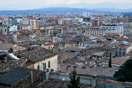 Girona, Spain - 15 July, 2018, Monastery of Sant Pere de Galligants, Girona, Spain. view of the medieval old town from aboveのeditorial素材