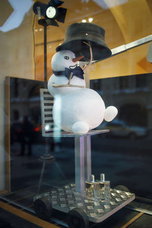 Moscow, Russia - 1 February 2022, Hermes shop window in the government department store, decorated for Christmas and winter seasonのeditorial素材