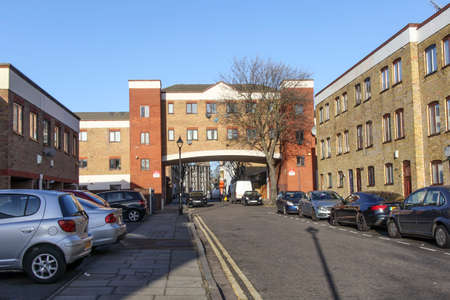 LONDON - January 7, 2020: Neighborhood of East London. Desert streets in winter.