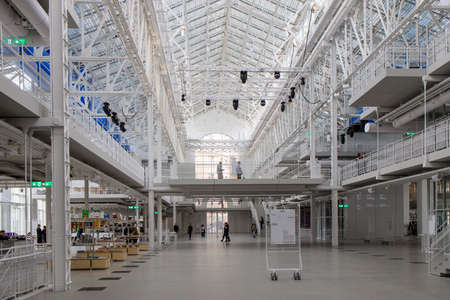 Moscow, Russia - 12 April 2022, Interior of GES-2, also known as MGES-2 and Tramvaynaya is a...