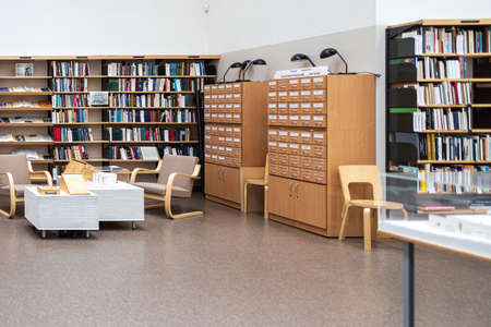 VYBORG, RUSSIA - April 28, 2022: Library named after Alvaar Aalto. reading room