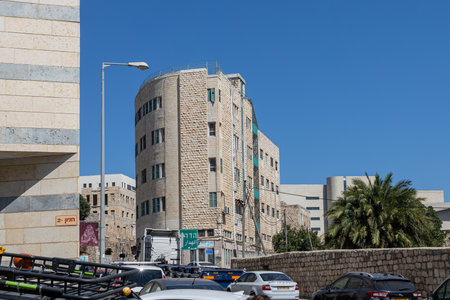 Haifa, Israel - 20 July 2022, View on balconies of modern apartments exterior at daylightのeditorial素材