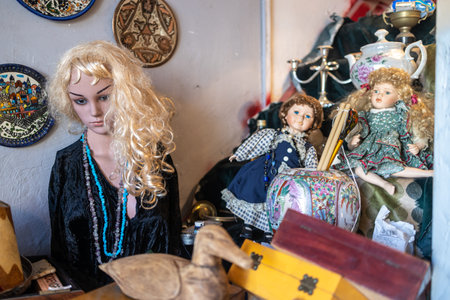 Haifa, Israel - 20 July 2022, Scene of the flea market, with sellers and shoppers, in downtown Haifa, Israelのeditorial素材
