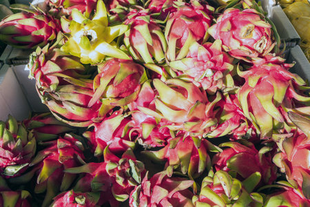 Dragon fruit, Pitaya (geow mangon). Fruits of Vietnam and Thailandの写真素材