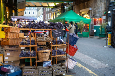 London, UK -15 December 2022, Sale of dry lavender in bunches at the Borough marketのeditorial素材