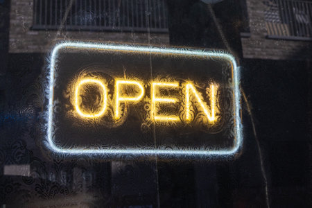 open sign at a store in London