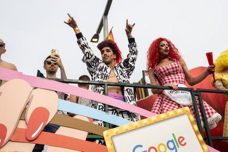 Tel-Aviv, Israel - June 08, 2023: View of various participants, in the annual Pride Parade of the...