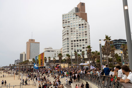 Tel-Aviv, Israel - June 08, 2023: View of various participants, in the annual Pride Parade of the LGBTQ+ community, in Tel-Aviv, Israelのeditorial素材