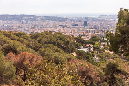 Barcelona, Spain, April 28, 2023, View of Barcelona city from mountain Tibidabo,のeditorial素材