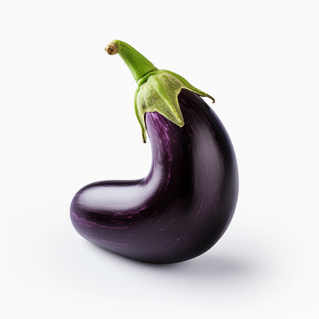 AI. One fresh eggplant isolated on white background cutout. Healthy food.の写真素材