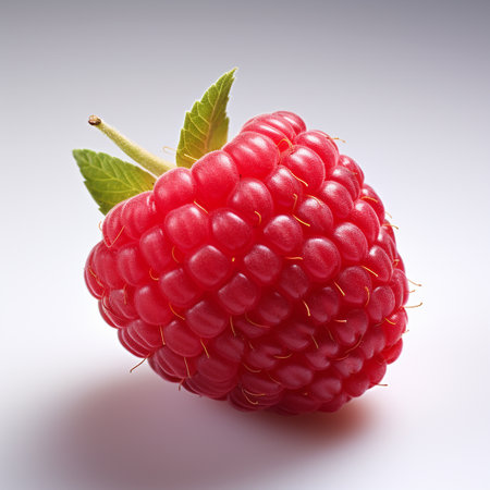 AI. Ripe raspberry berry isolated on white. Raspberry collection Clipping Path. Professional studio macro shooting.の写真素材