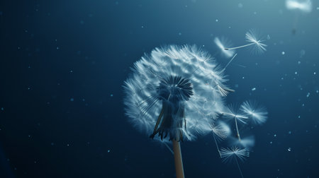 the dandelion on a blue background. Lettering spaceの素材