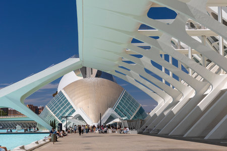 Valencia, Spain; April 19 2024: Museum of Sciences in the City of Arts and Sciences. Calatrava's modern architecture.のeditorial素材