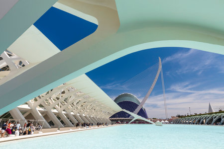 Valencia, Spain; April 19 2024: Museum of Sciences in the City of Arts and Sciences. Calatrava's modern architecture.のeditorial素材