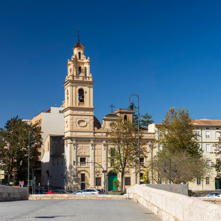 Valencia, Spain - 20 May 2024,  Santa Monica Plaza Square El Salvador Churchのeditorial素材