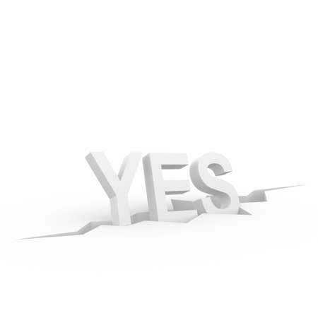 Yes 3D text  in a crevice の写真素材
