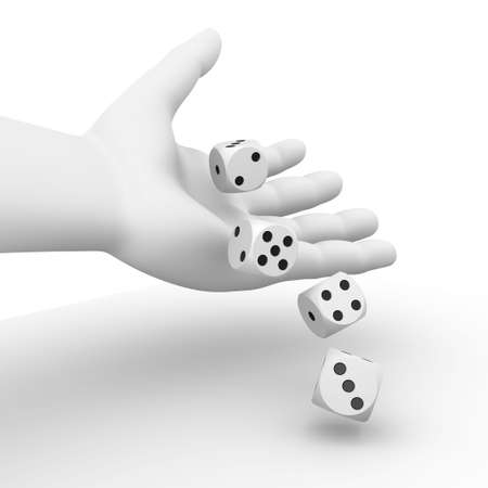 Dices rolling from a handの写真素材