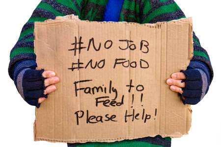 Homeless person asking for helpの写真素材