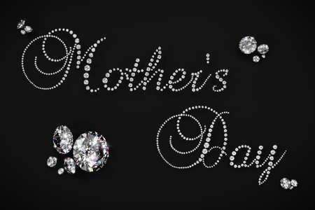 3D render illustration of words Mother's Day with diamonds designの写真素材