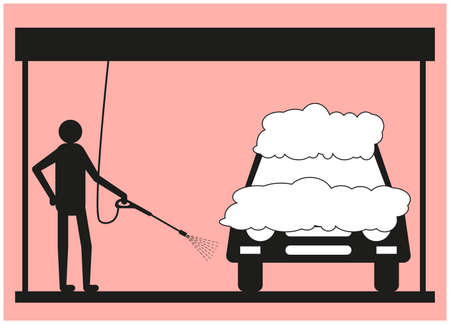 Siluet man who washes off the foamのイラスト素材