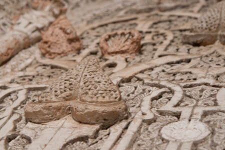 Detail of an ancient decoration of a historic building in Marrakesh.の写真素材