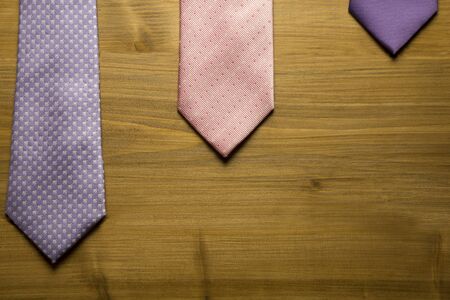 overhead of a set of colored ties