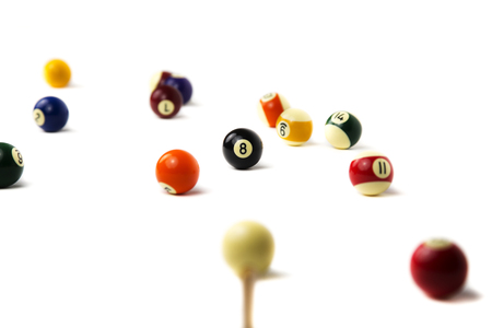 overwhite portrait of pool balls