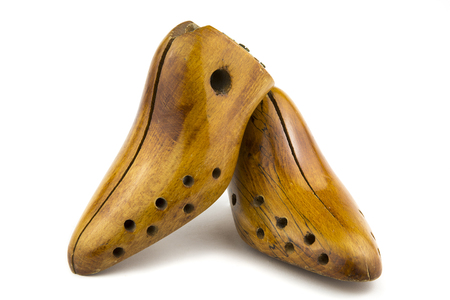 isolated on white portrait of vintage shoe treeの写真素材